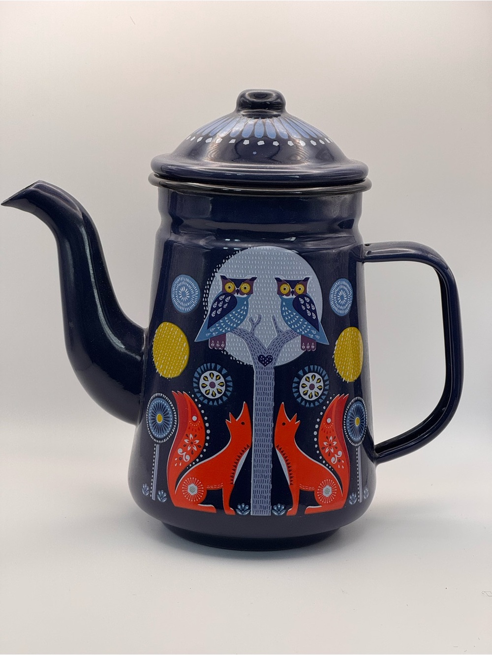Wild & Wolf Folklore "Night & Day" Dark Blue Teapot by Nina Jarema.